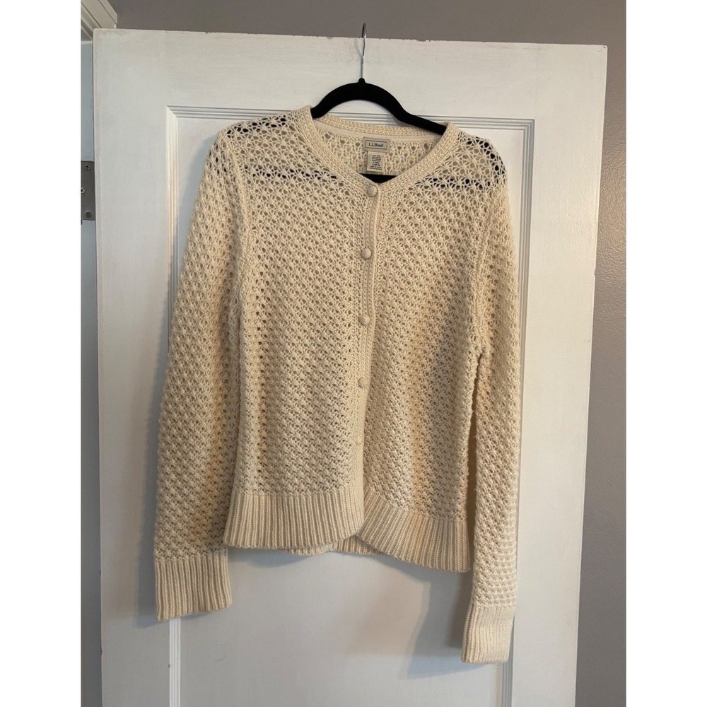 Women's L.L. Bean Wool Blend Cardigan Sweater Size Large